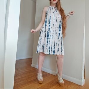 Noracora teal tye-dye halter midi dress. Size XL